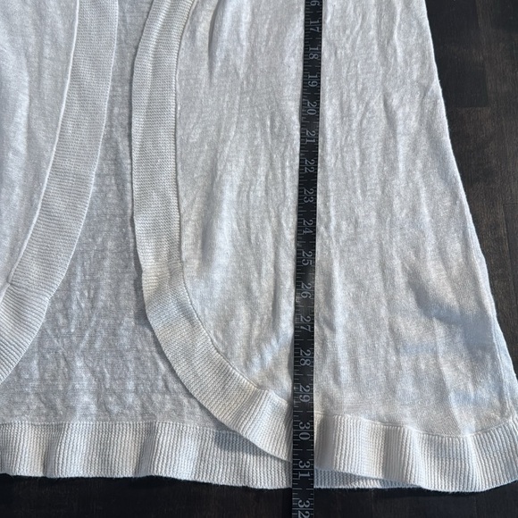 Talbots White Linen Long Line 3/4 Sleeve Cardigan Size Large - Picture 7 of 7
